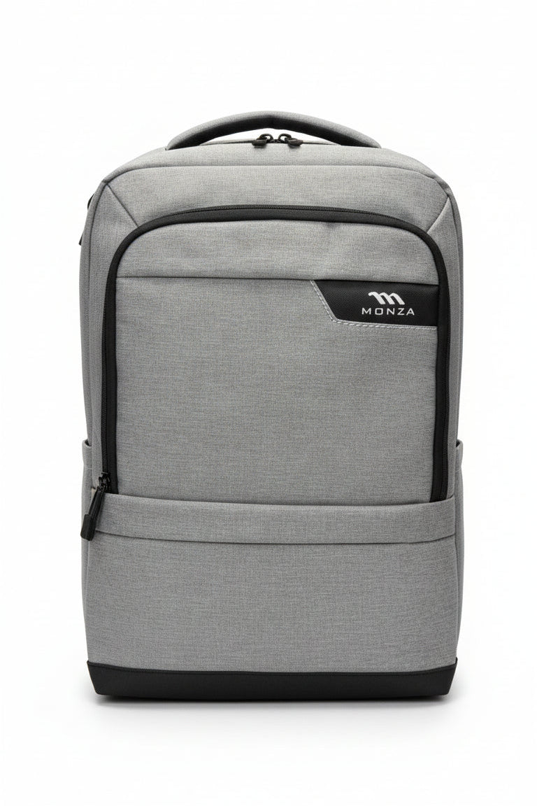Gray backpack with black accents on a white background. Monza Italy, Monza Outlet, Monza Fashion, Shein Outlet