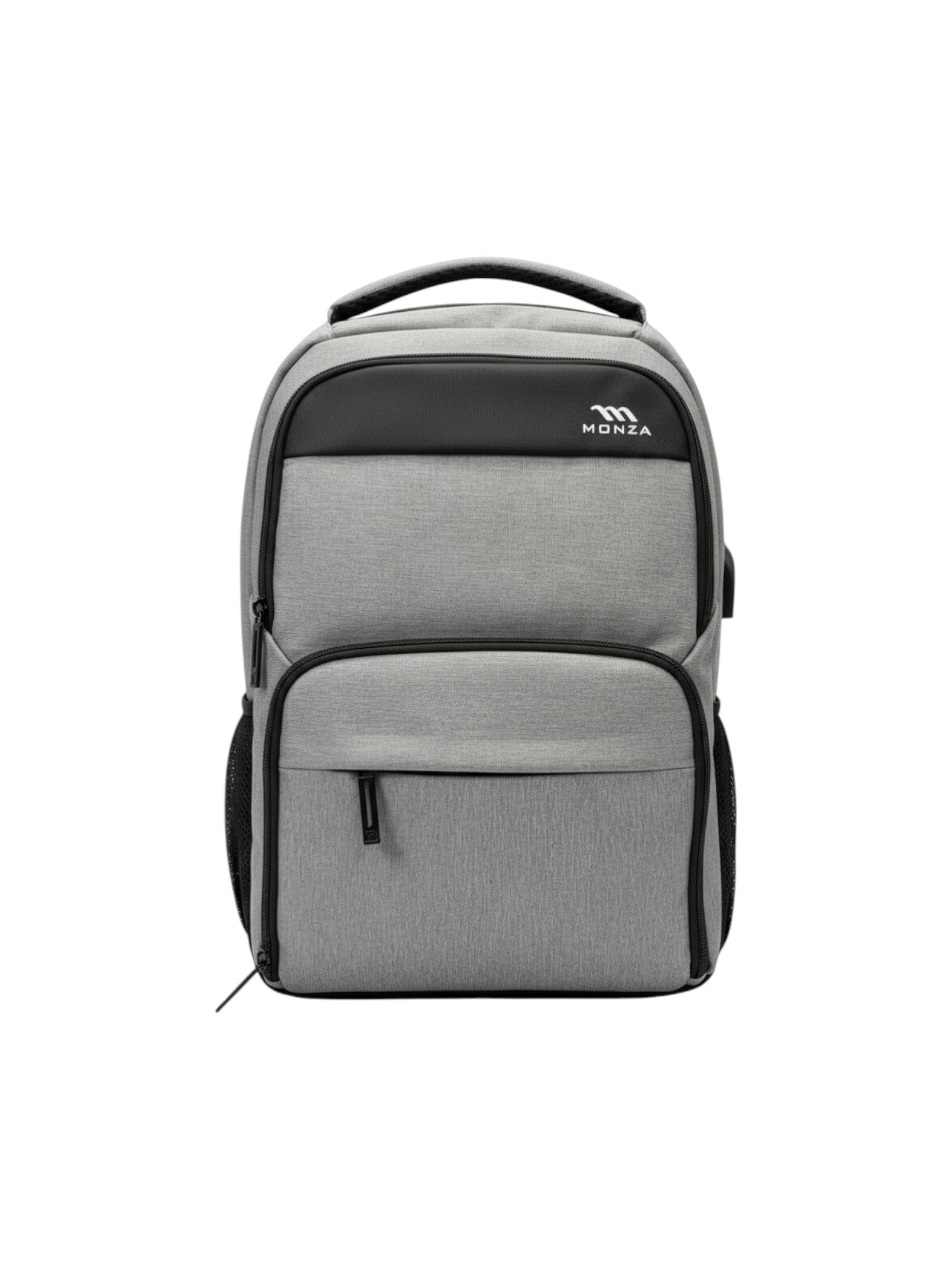 Gray backpack with black accents on a white background. Monza Italy, Monza Outlet, Monza Fashion, Shein Outlet