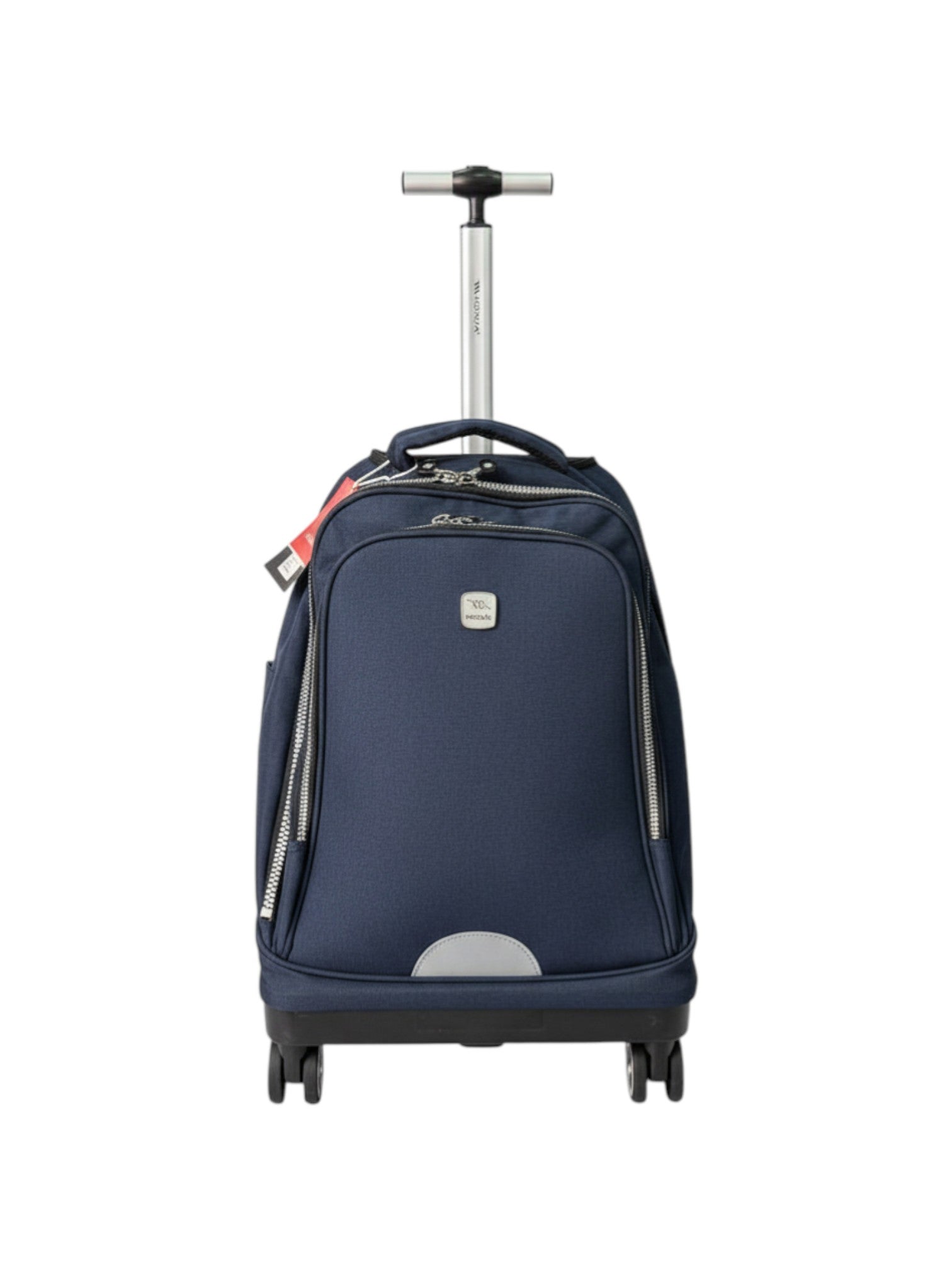 Navy blue rolling suitcase with a visible brand logo on a white background. Monza Italy, Monza Outlet, Monza Fashion, Shein Outlet