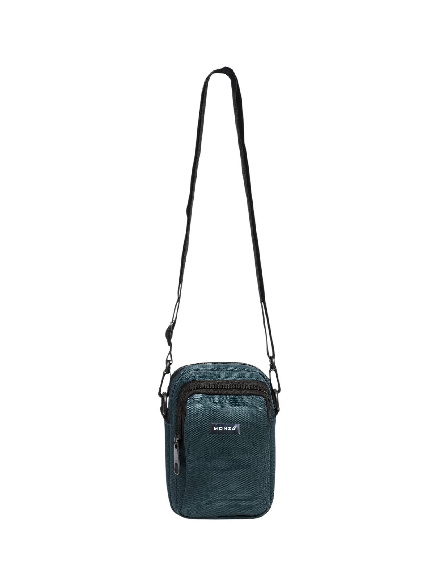 Blue crossbody bag with a strap on a white background Monza Italy