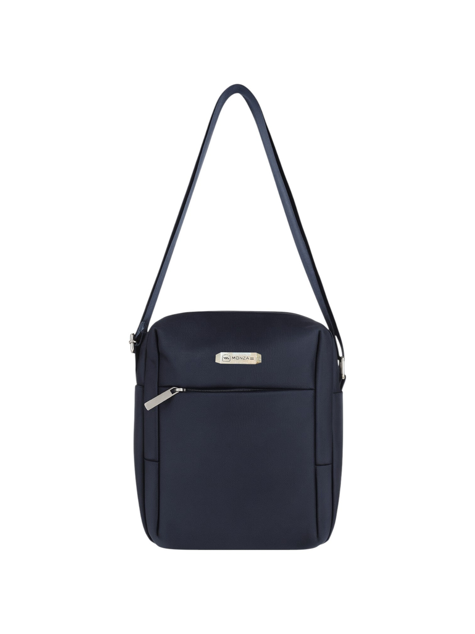 Navy blue crossbody bag with a visible brand logo on a white background. Monza Italy Monza Outlet