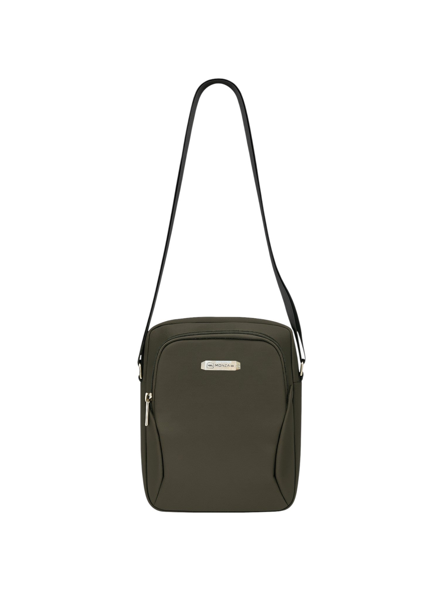 Green crossbody bag with a visible brand logo on a white background. Monza Italy Monza Outlet