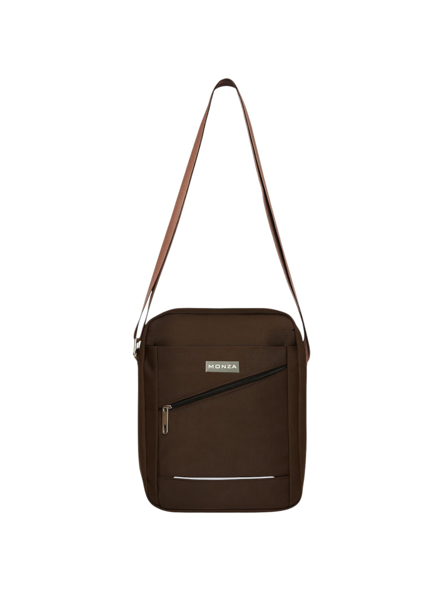 Brown crossbody bag with a visible brand logo on a white background. Monza Italy Monza Outlet