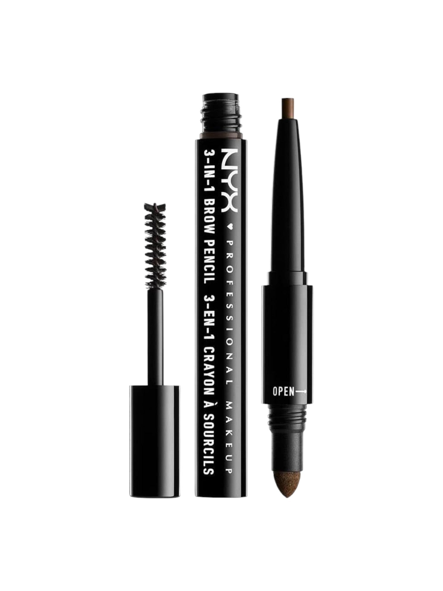 NYX Professional Makeup 3-in-1 brow pencil on a white background monza outlet, Shein outlet, monza fashion