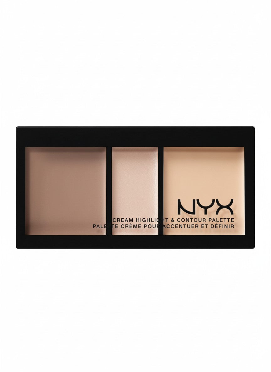 NYX cream highlight & contour palette on a white background. Nyx, Monza Outlet, Monza Fashion, Shein Outlet 