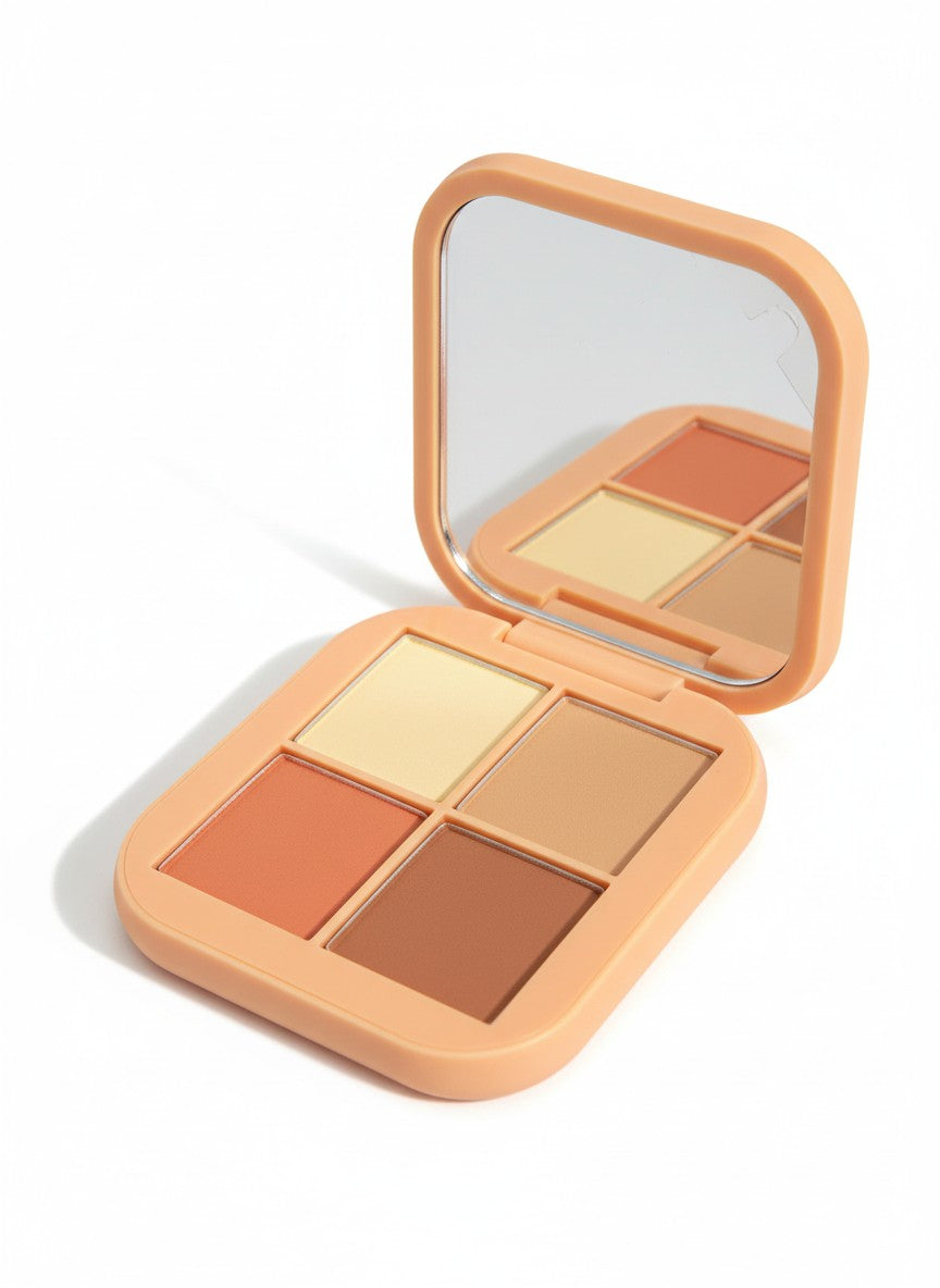 Makeup palette with four shades in a compact case on a white background.  Riva Girl, Monza Outlet, Monza Fashion, Shein Outlet 