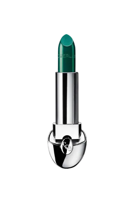 Green lipstick in a silver case on a white background. Guerlain Monza Outlet