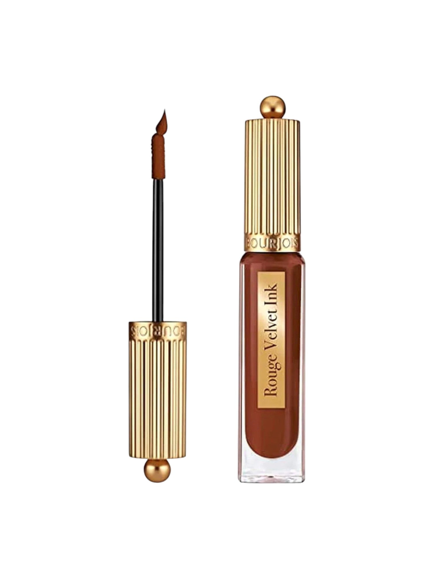 Lipstick with gold casing and brown shade on a white background. Bourjois, Monza Outlet, Monza Fashion, Shein Outlet