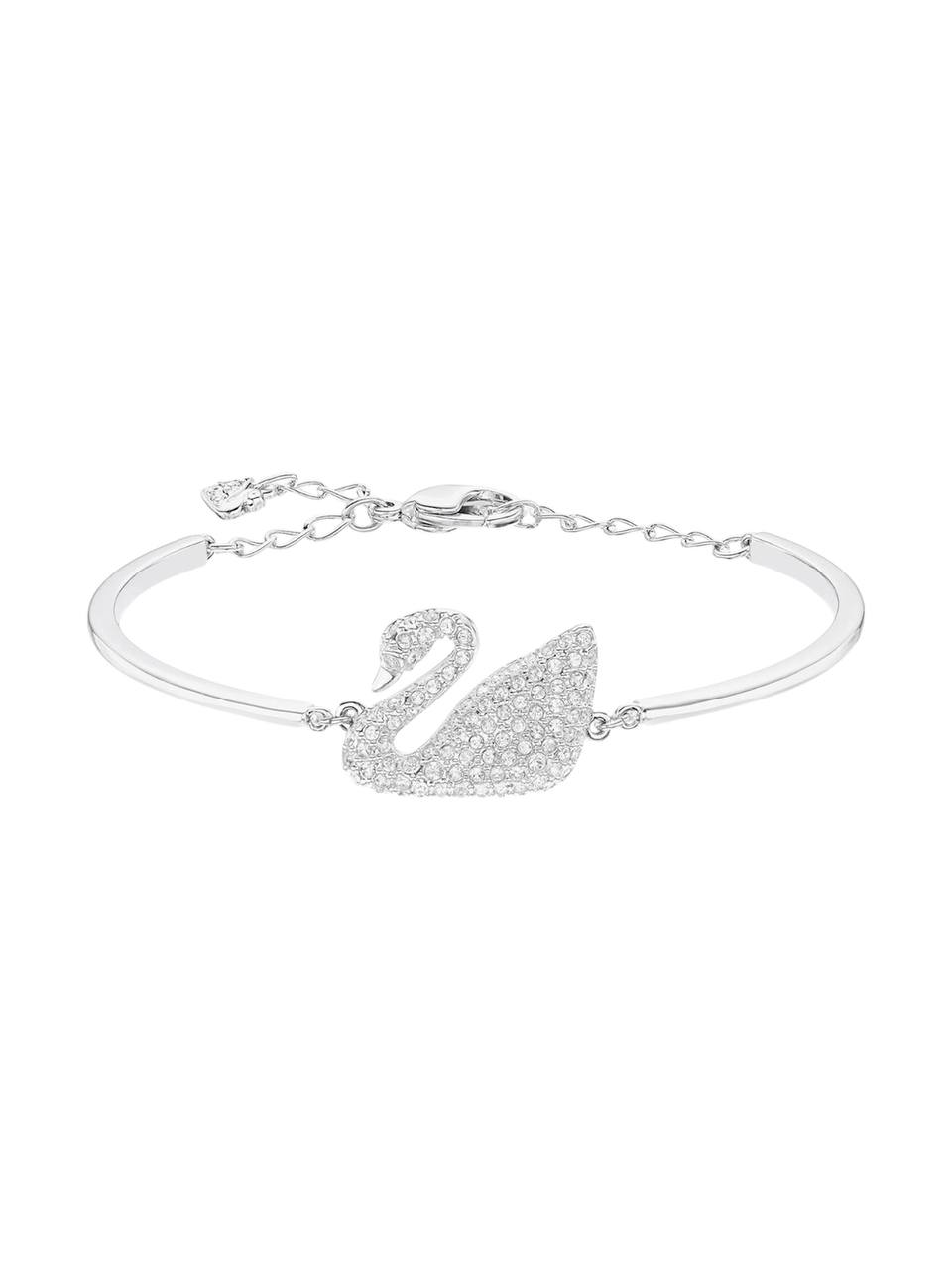 Gold-Plated Swan Bracelet in Red with Crystal Pearl