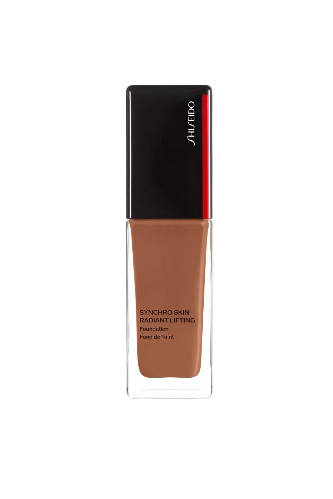 Shiseido Synchro Skin Radiant Lifting Foundation bottle on a white background Monza Outlet