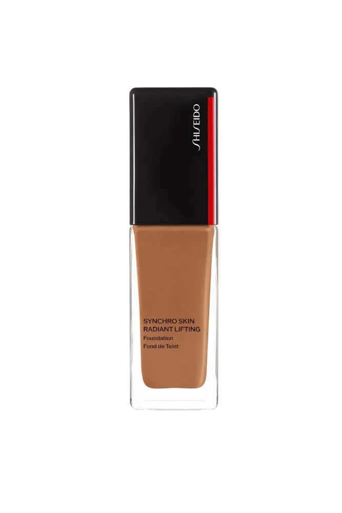 Shiseido Synchro Skin Radiant Lifting Foundation bottle on a white background Monza Outlet