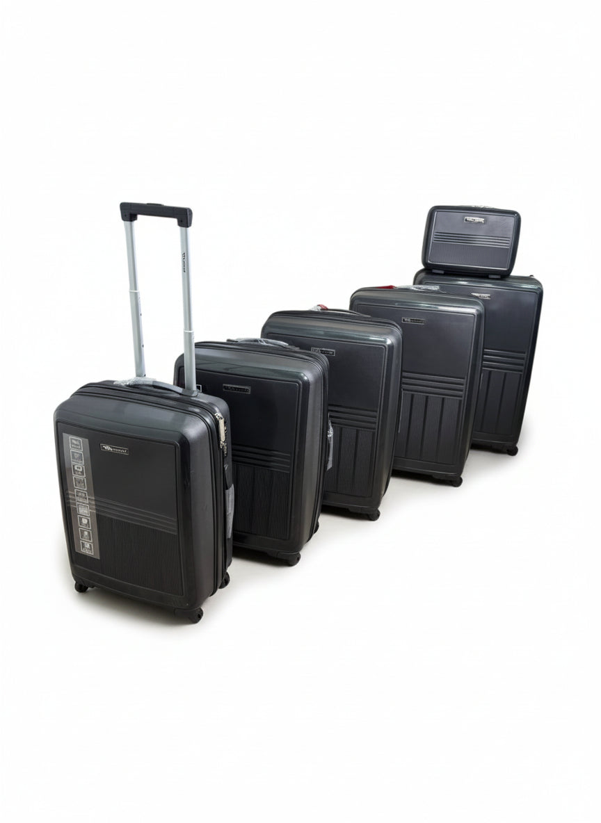Set of black suitcases with wheels on a white background. Monza Italy, Monza Outlet, Monza Fashion, Shein Outlet