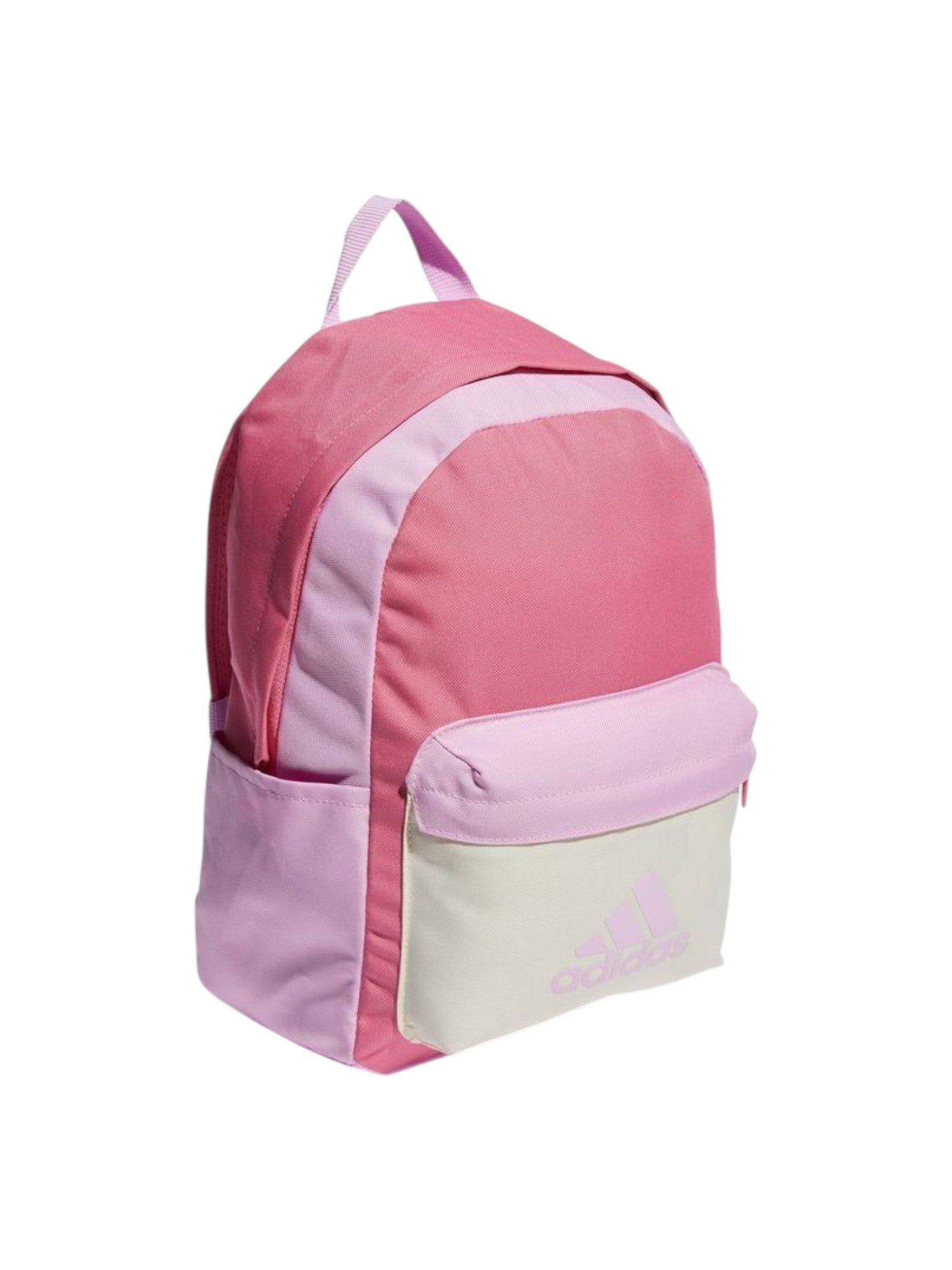 Pink and white backpack with Adidas logo on a white background. Adidas, Monza Outlet, Monza Fashion, Shein Outlet