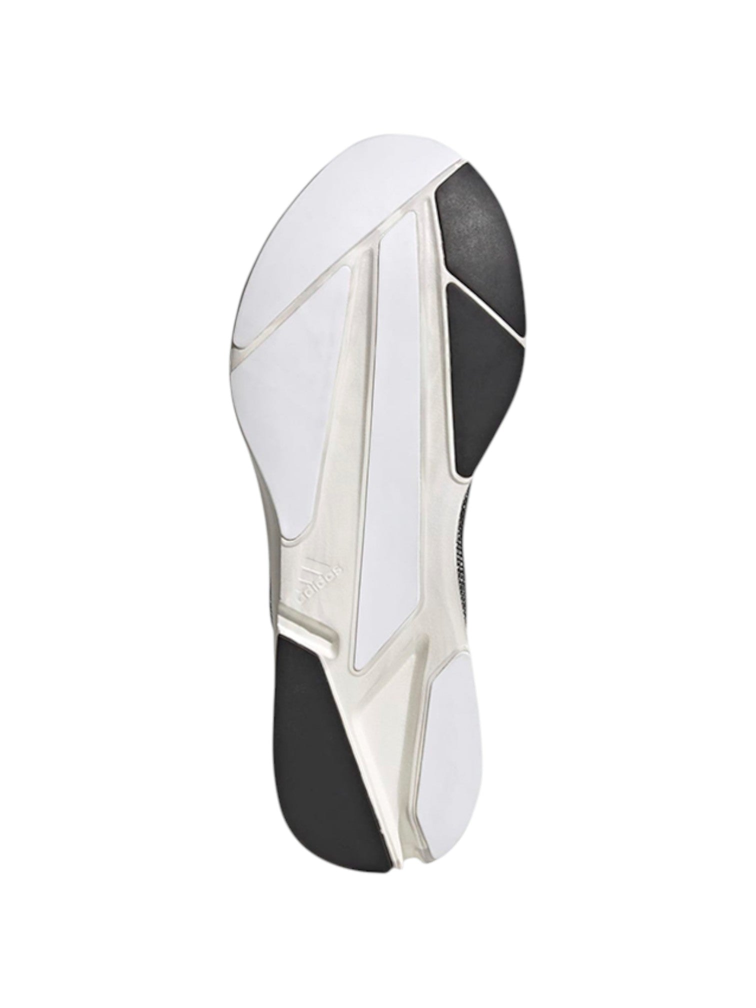 White and black athletic shoe sole on a white background. Adidas, Monza Outlet, Monza Fashion, Shein Outlet