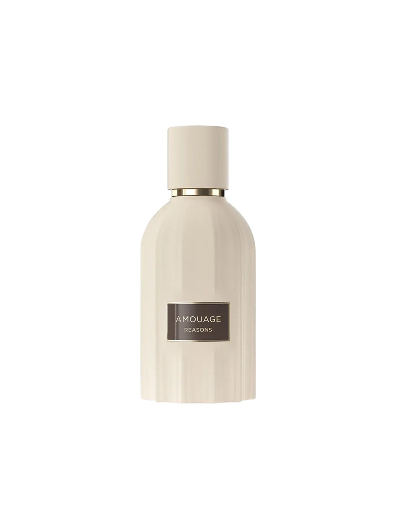 Beige perfume bottle with Amouage label on a white background. Amouage, Monza Outlet, Monza Fashion, Shein Outlet
