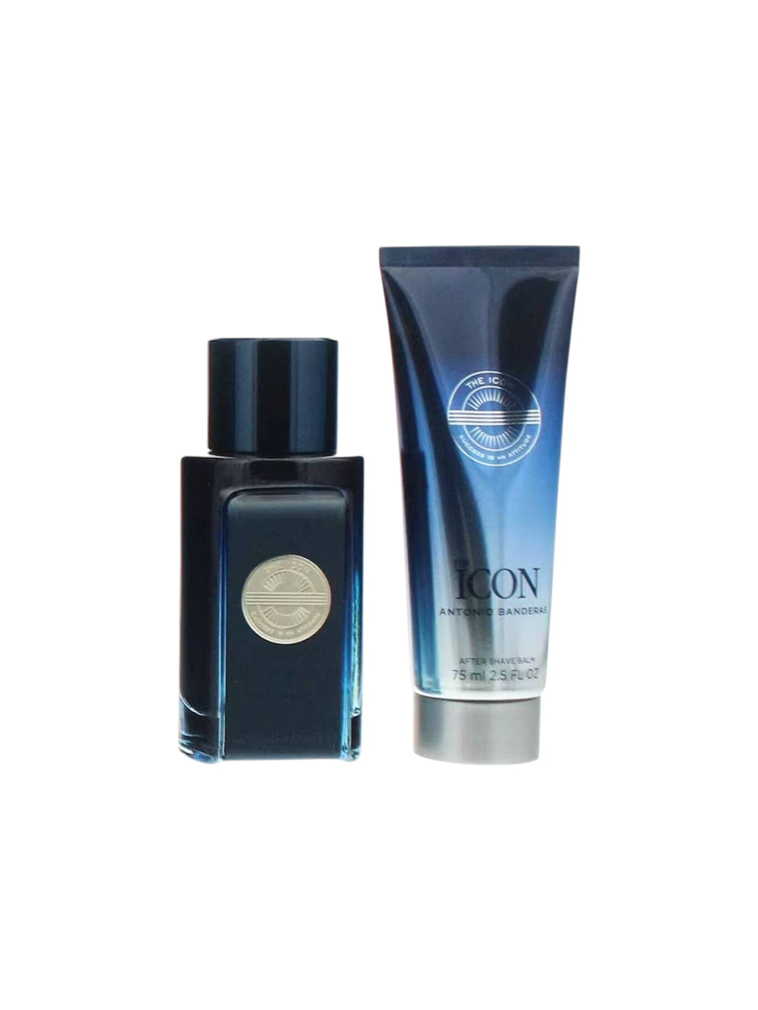 Two bottles of men's grooming products on a white background. Antonio Banderas, Monza Outlet, Monza Fashion, Shein Outlet