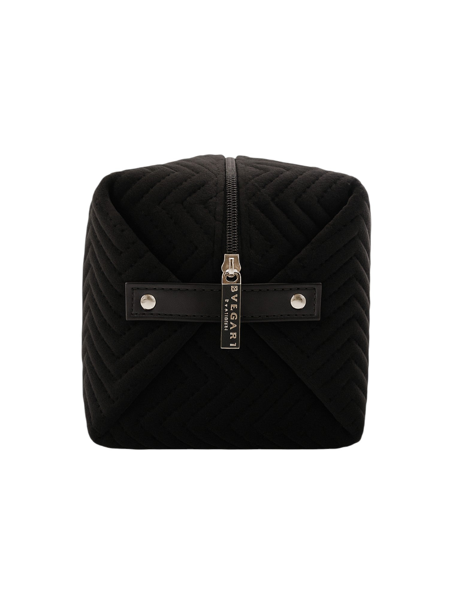 Black quilted cosmetic bag with a brand logo on a white background, Bvlgari, Bulgari, Monza Outlet, Monza Fashion, Shein Outlet