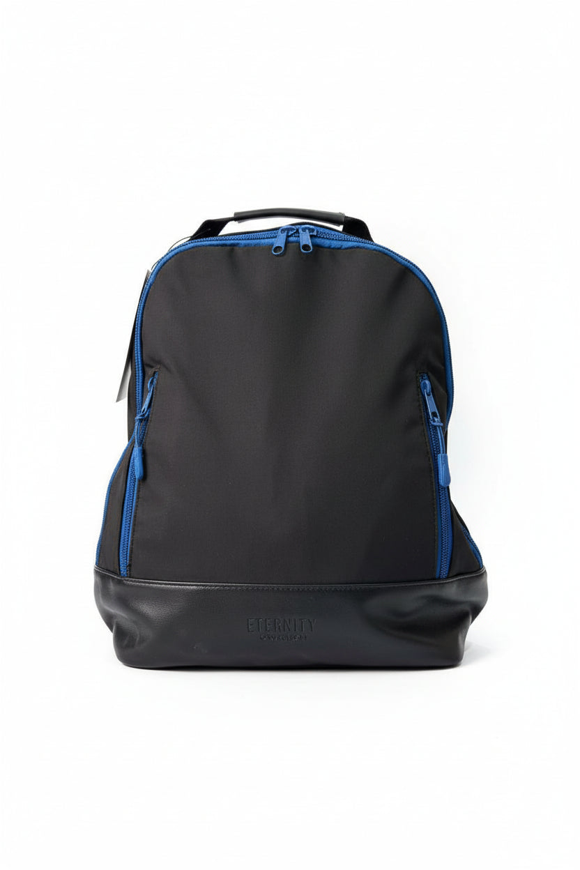 Black backpack with blue accents on a white background. Calvin Klein, Monza Outlet, Monza Fashion, Shein Outlet
