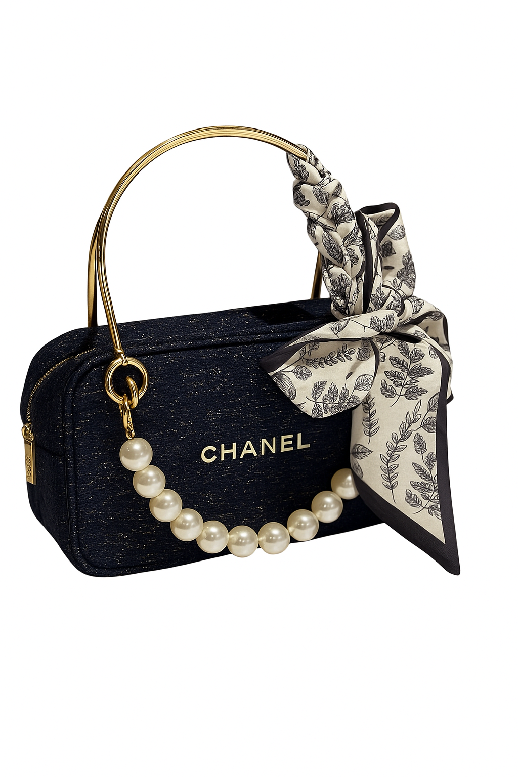 Chanel Navy Bag With Scarf