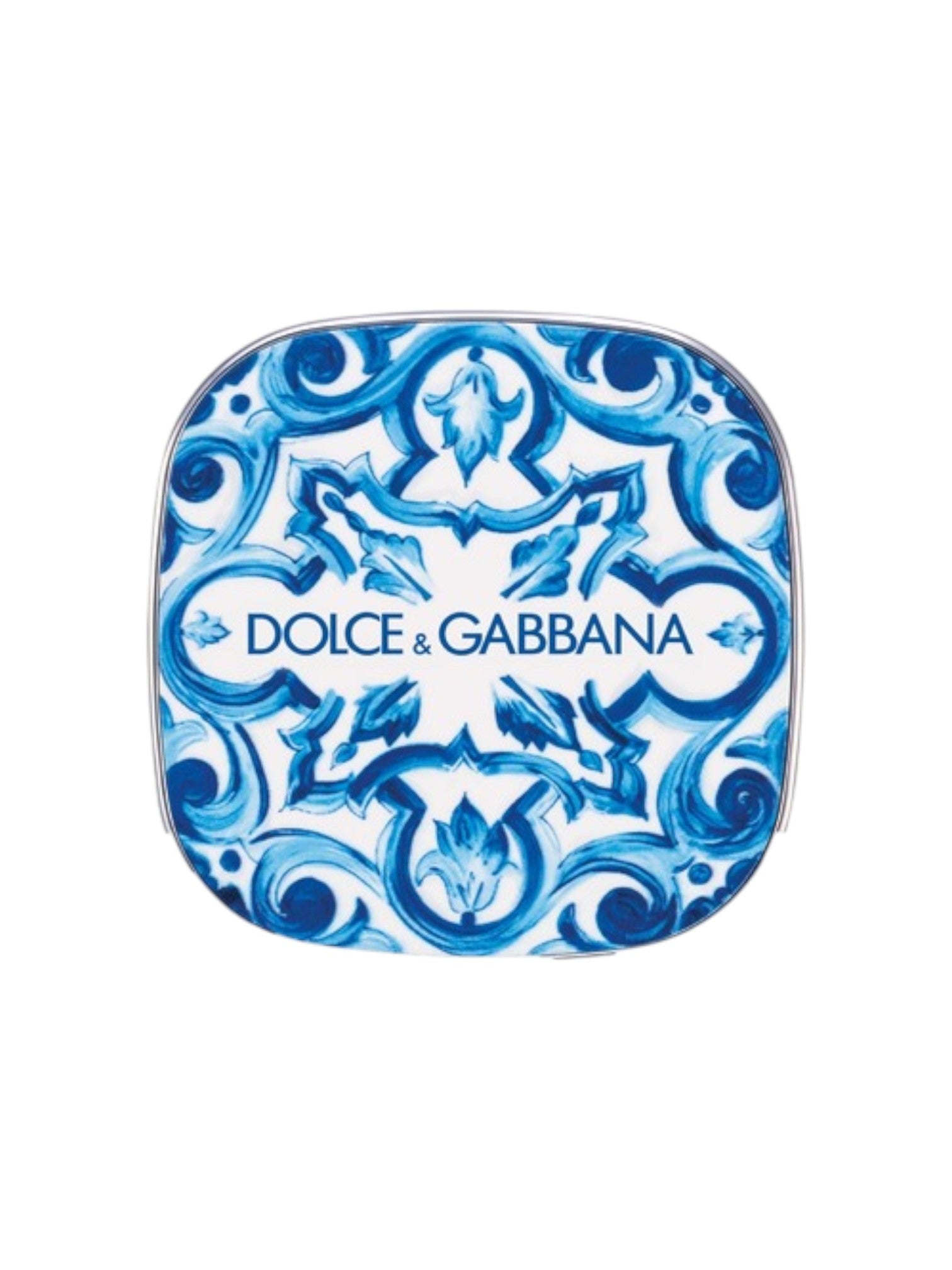 Blue and white decorative tin with Dolce & Gabbana logo on a white background Dolce Gabbana Monza Outlet