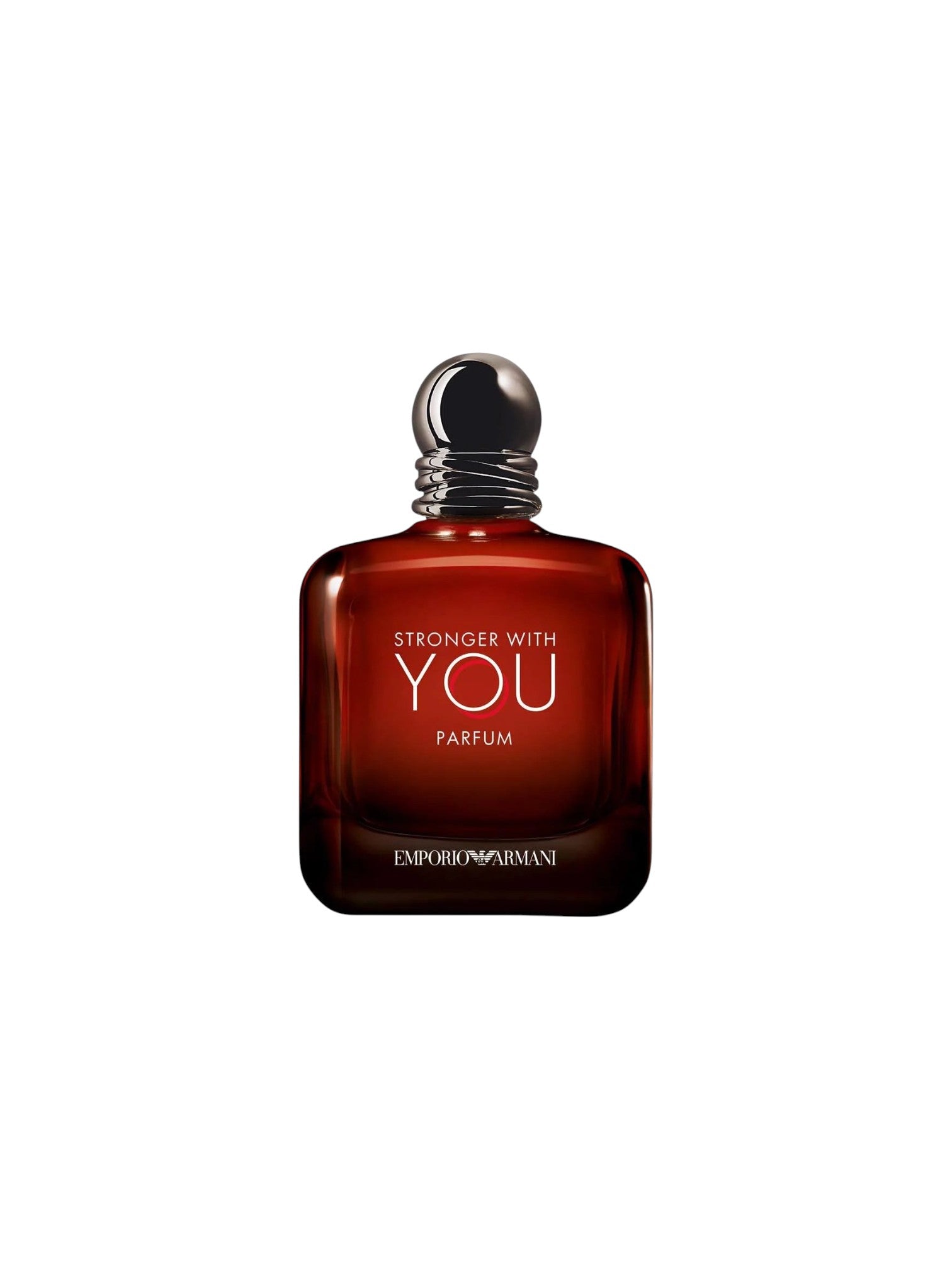 Brown perfume bottle with silver cap on a white background. Giorgio Armani, Monza Outlet, Monza Fashion, Shein Outlet