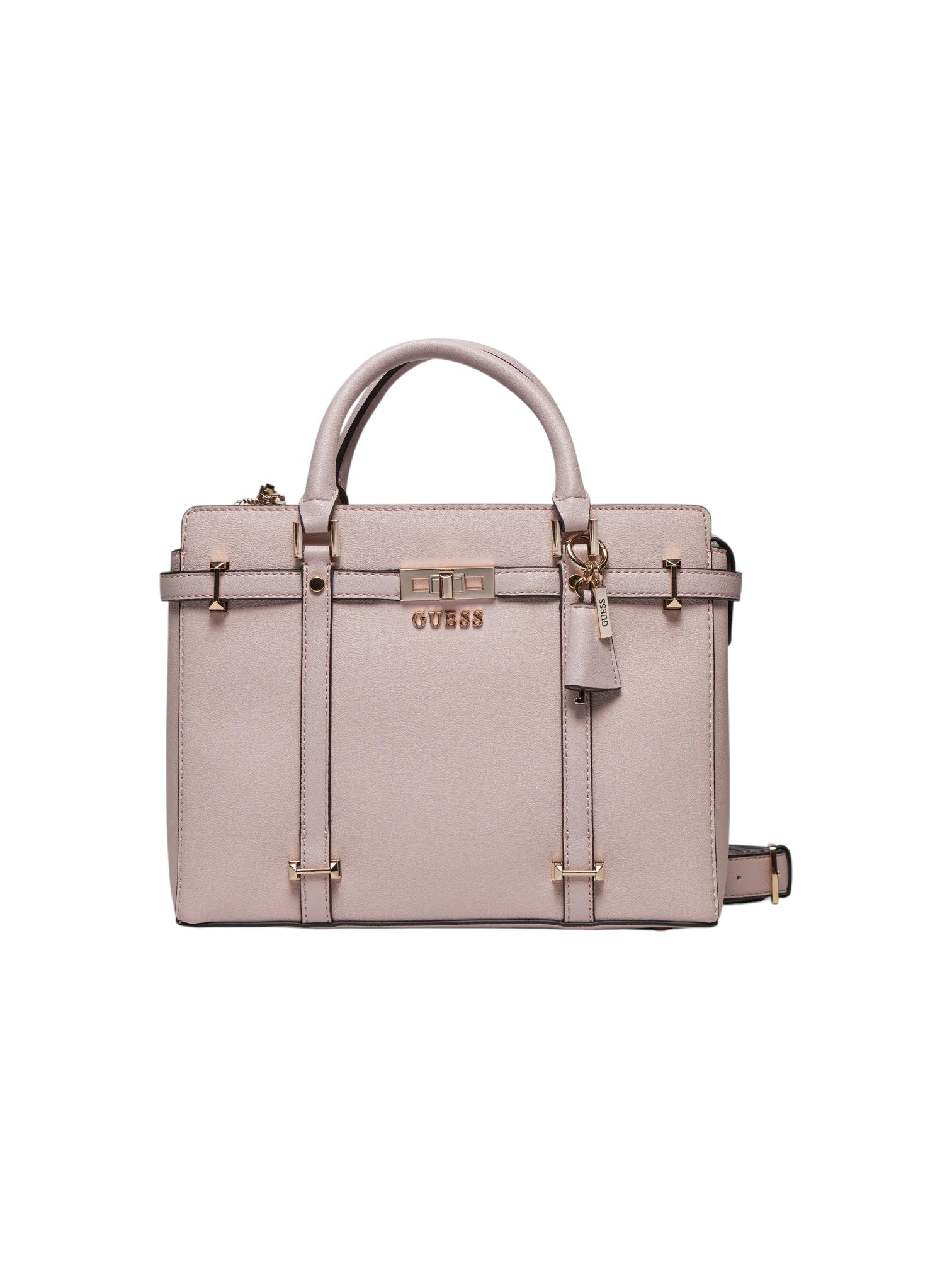 Light gray handbag with gold accents on a white background. Guess, Monza Outlet, Monza Fashion, Shein Outlet