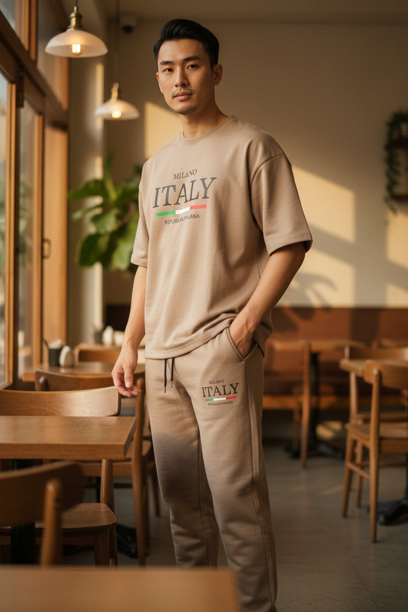 Italy Logo Design Nescafe T-Shirt & Pants Set