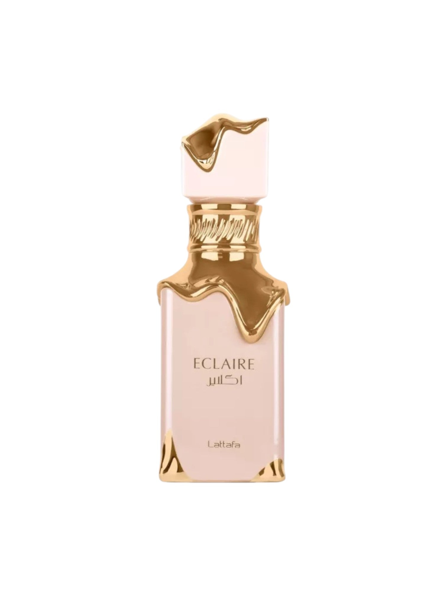 Perfume bottle labeled Eclaire with gold accents on a white background. Lattafa, Monza Outlet, Monza Fashion, Shein Outlet