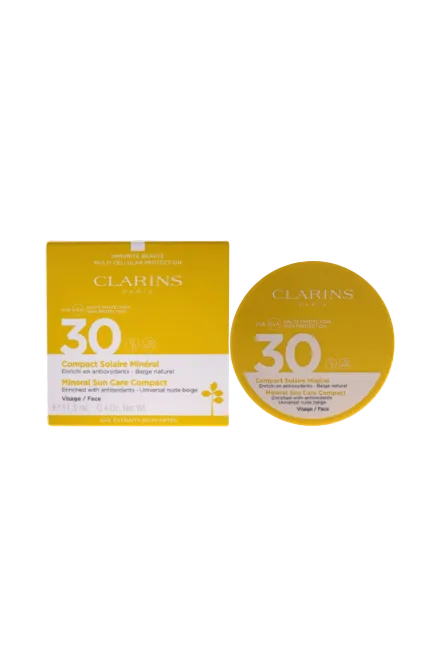 Clarins sun care product packaging on a white background monza outlet, Shein outlet, monza fashion