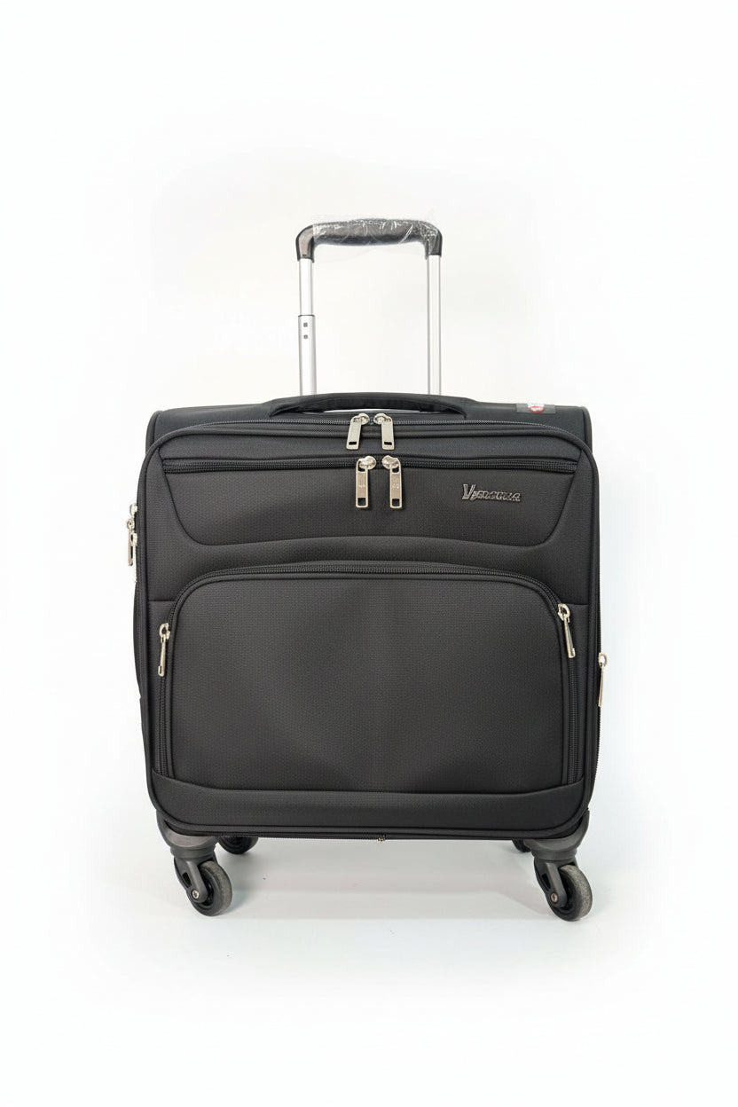 Black suitcase with wheels and handles on a white background. Monza Italy, Monza Outlet, Monza Fashion, Shein Outlet