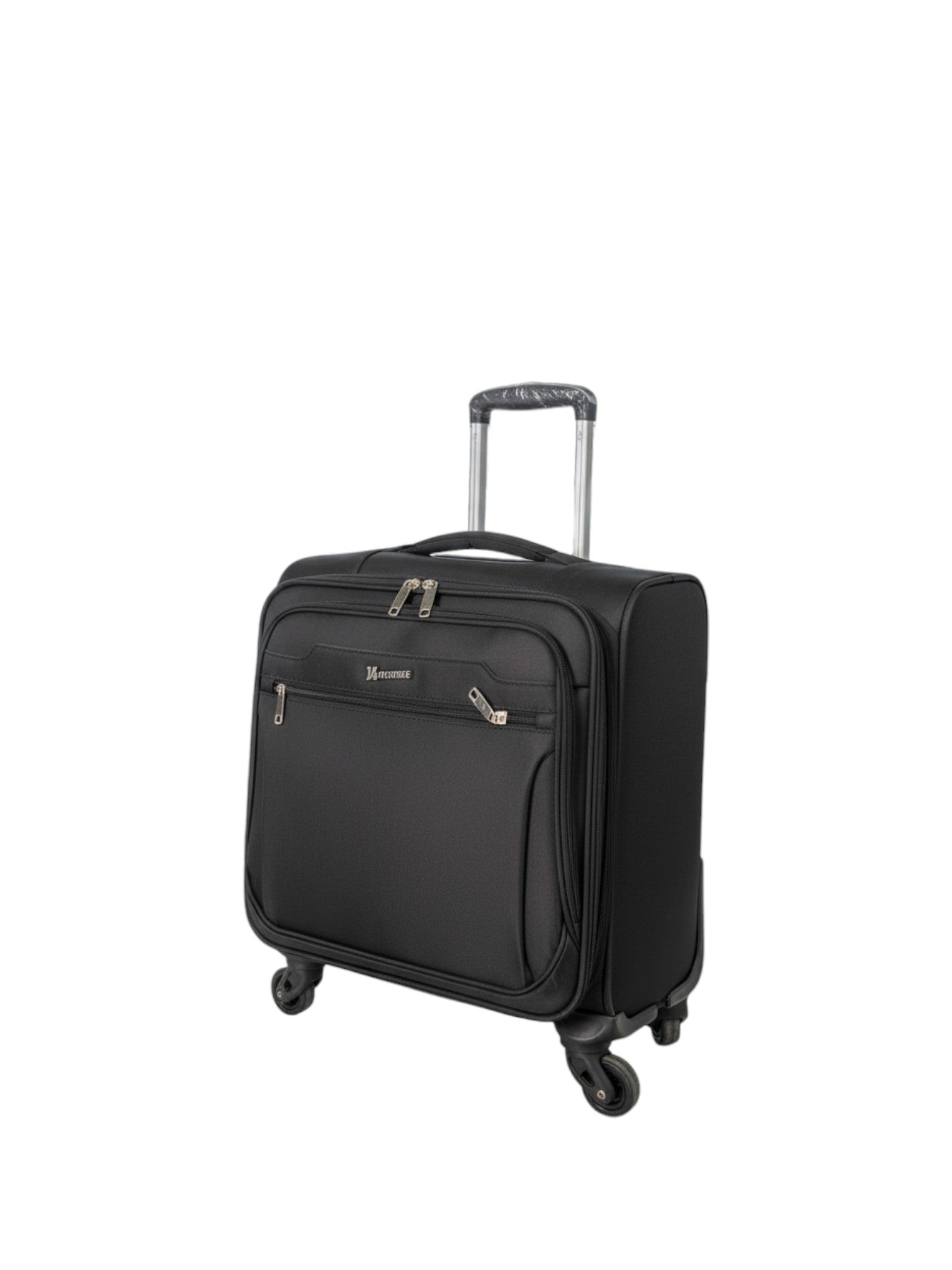 Black suitcase with wheels on a white background. Monza Italy, Monza Outlet, Monza Fashion, Shein Outlet