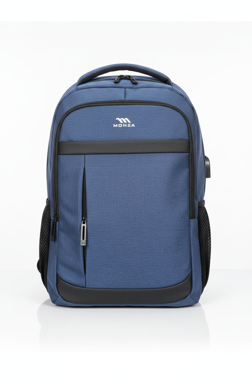 Blue backpack with black accents on a white background. Monza Italy, Monza Outlet, Monza Fashion, Shein Outlet