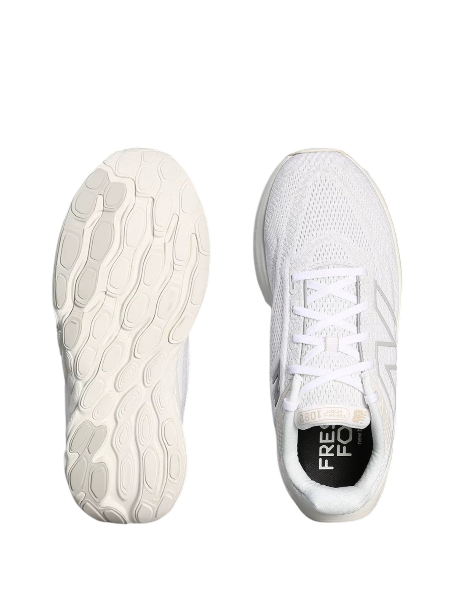 White sneakers with a brand logo on a white background. New Balance, Monza Outlet, Monza Fashion, Shein Outlet