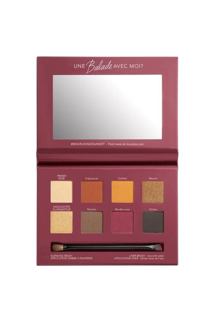Makeup palette with color swatches and a brush on a white background Monza outlet, monza fashion, shein outlet, shien outlet