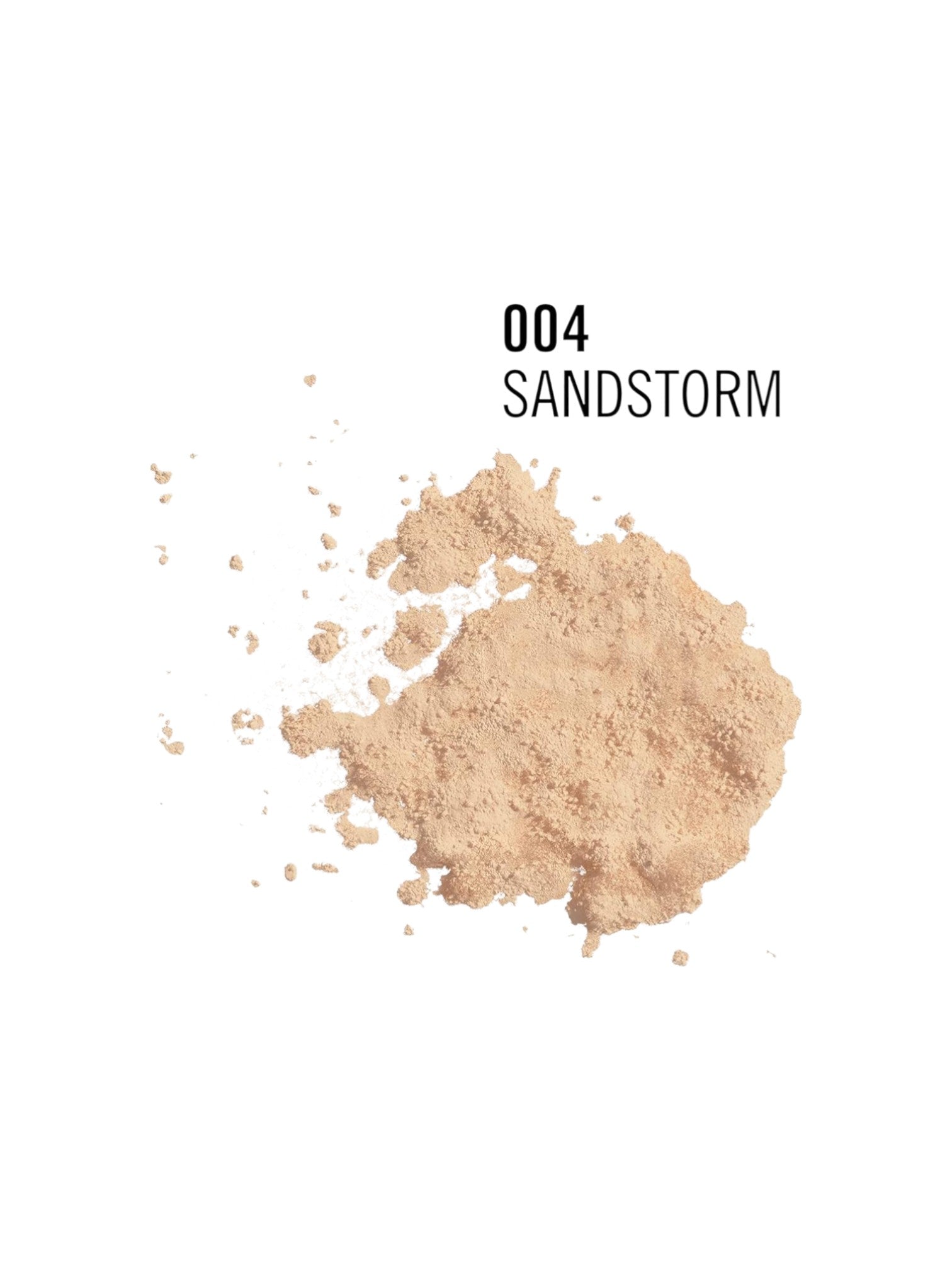 Cosmetic powder labeled '004 Sandstorm' on a white background. Rimmel London, Monza Outlet, Monza Fashion, Shein Outlet 