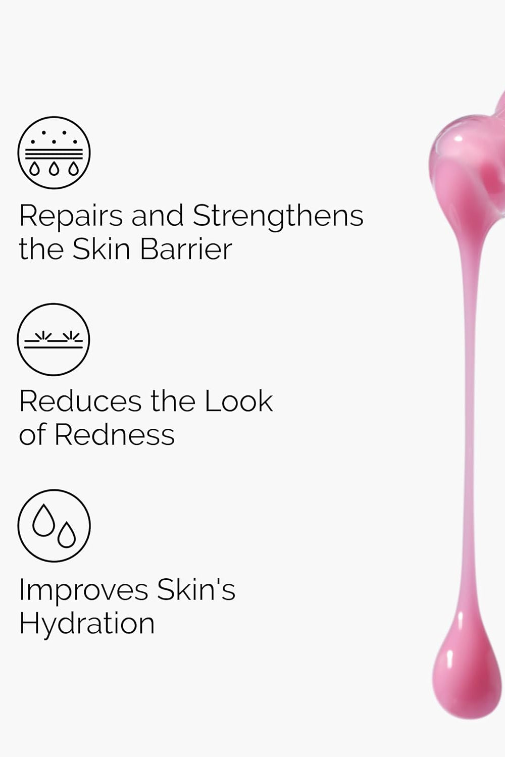 Pink skincare product with text highlighting benefits on a white background Monza fashion outlet, monza outlet, shein outlet, shien outlet cosmetics, makeup, perfume