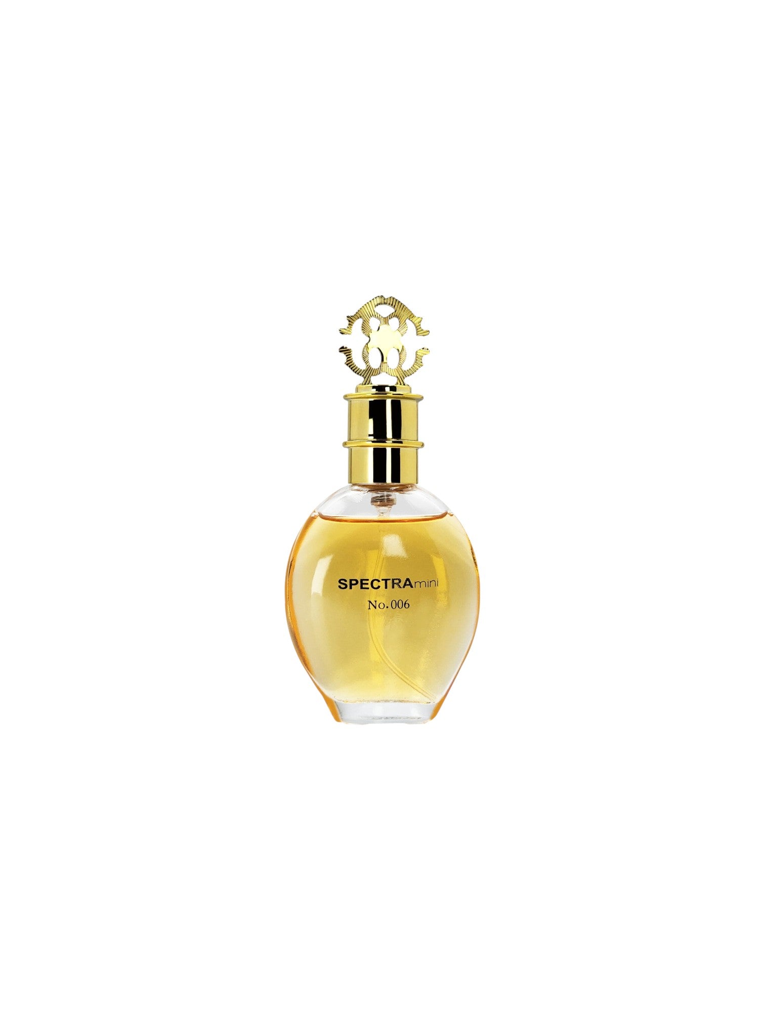 Perfume bottle labeled Spectra on a white background. Spectra Mini, Monza Outlet, Monza Fashion, Shein Outlet