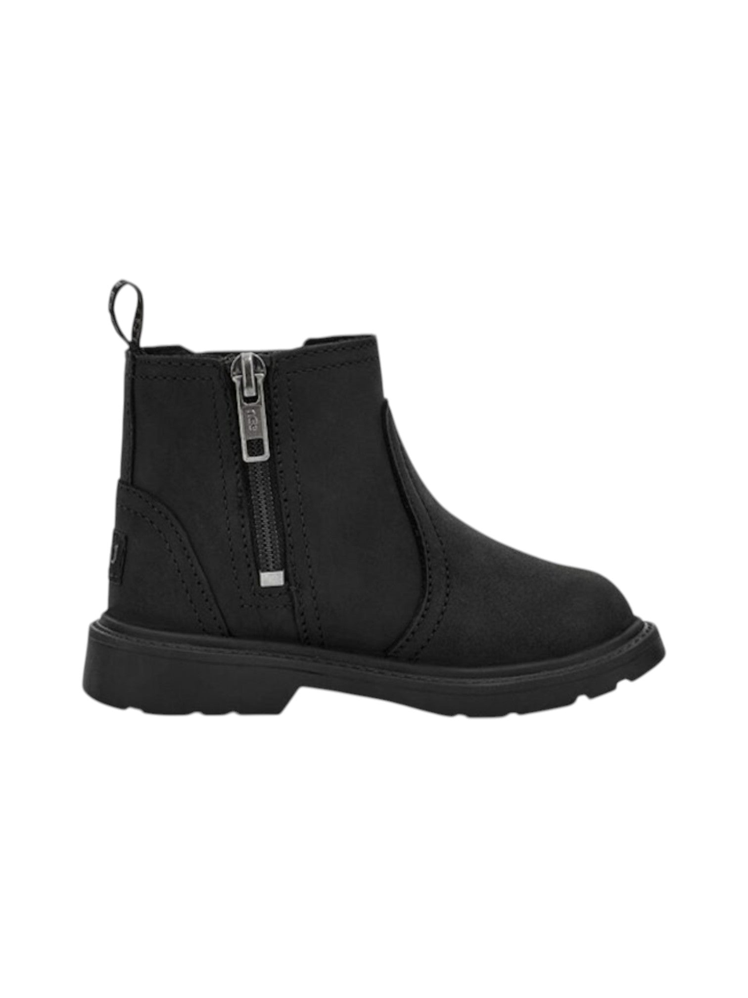 Black ankle boot with a zipper on a white background. UGG, Monza Outlet, Monza Fashion, Shein Outlet