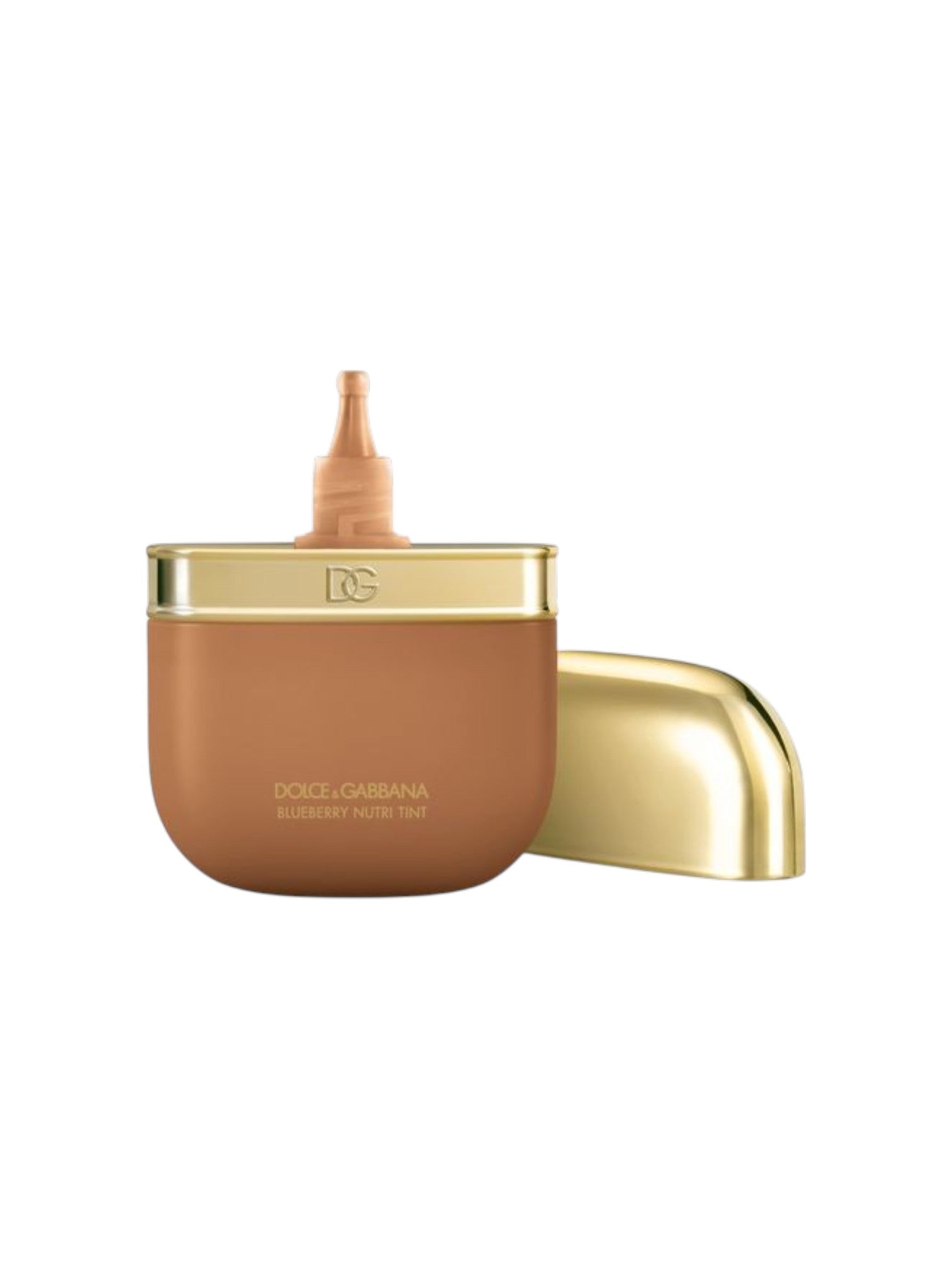 Dolce Gabriela Blueberry Face Tan in a matte terracotta jar with a gold lid and applicator tip, shown on a clean white background. Dolce & Gabbana, Monza Outlet, Monza Fashion, Shein Outlet