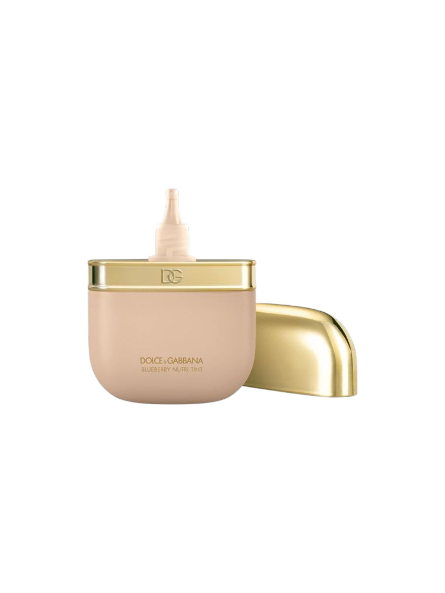 Dolce Gabbana Super Skin Mask in a pale peach beige jar with gold trim, shown with its gold cap beside it on a white background. Dolce & Gabbana, Monza Outlet, Monza Fashion, Shein Outlet