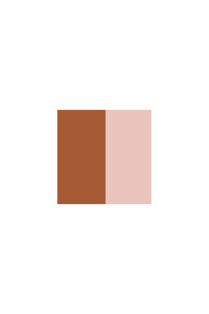 Two color swatches, one brown and one pink, on a white background Monza fashion outlet, monza outlet, shein outlet, shien outlet cosmetics, makeup, perfume