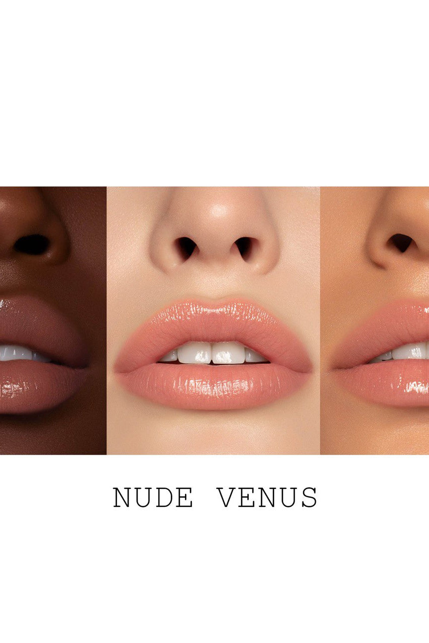 Three different shades of nude lipstick on a white background. Monza Outlet