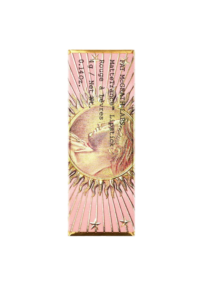 Lipstick with gold case and black base on white background. Monza Outlet