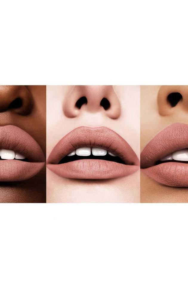 Three different shades of lipstick on lips. Monza Outlet