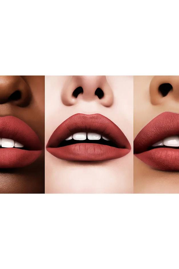 Three different shades of lipstick on lips. Monza Outlet