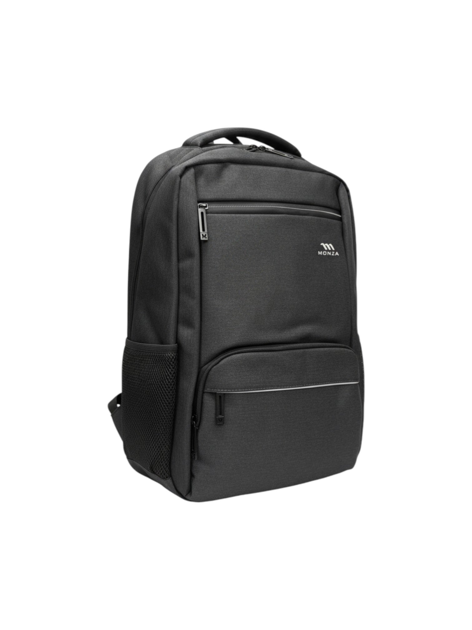 Black backpack with a visible brand logo on a white background. Monza Italy, Monza Outlet, Monza Fashion, Shein Outlet