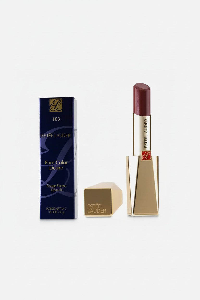 Estée Lauder lipstick with packaging on a white background. Estée Lauder, Monza Outlet, Monza Fashion, Shein Outlet