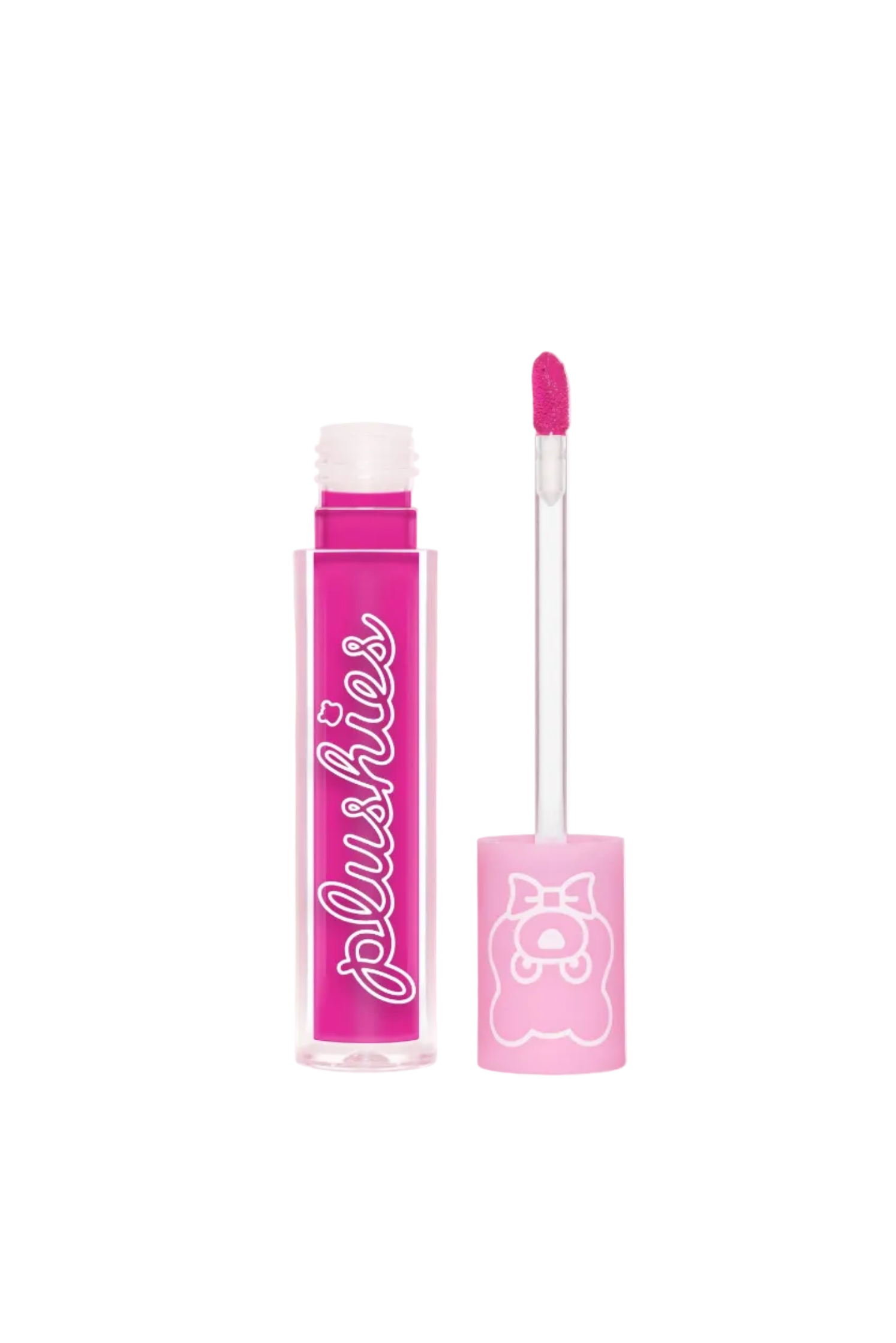 Pink lip gloss with applicator on a white background Monza fashion outlet, monza outlet, shein outlet, shien outlet cosmetics, makeup, perfume
