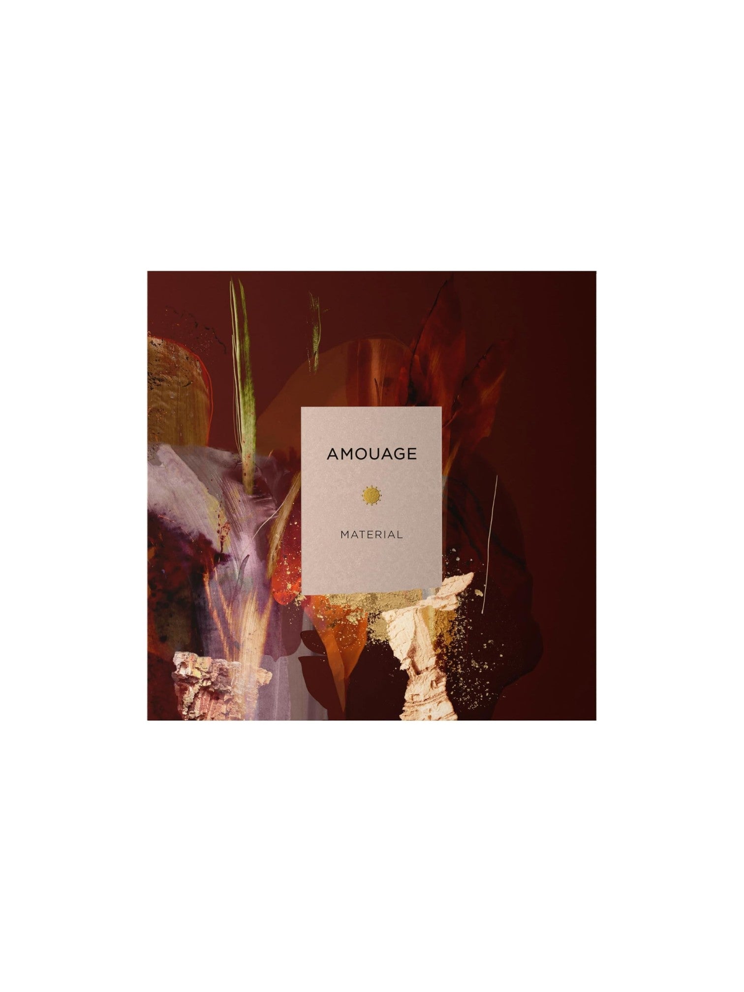 Amouage Material perfume bottle with floral design on a white background. Amouage, Monza Outlet, Monza Fashion, Shein Outlet