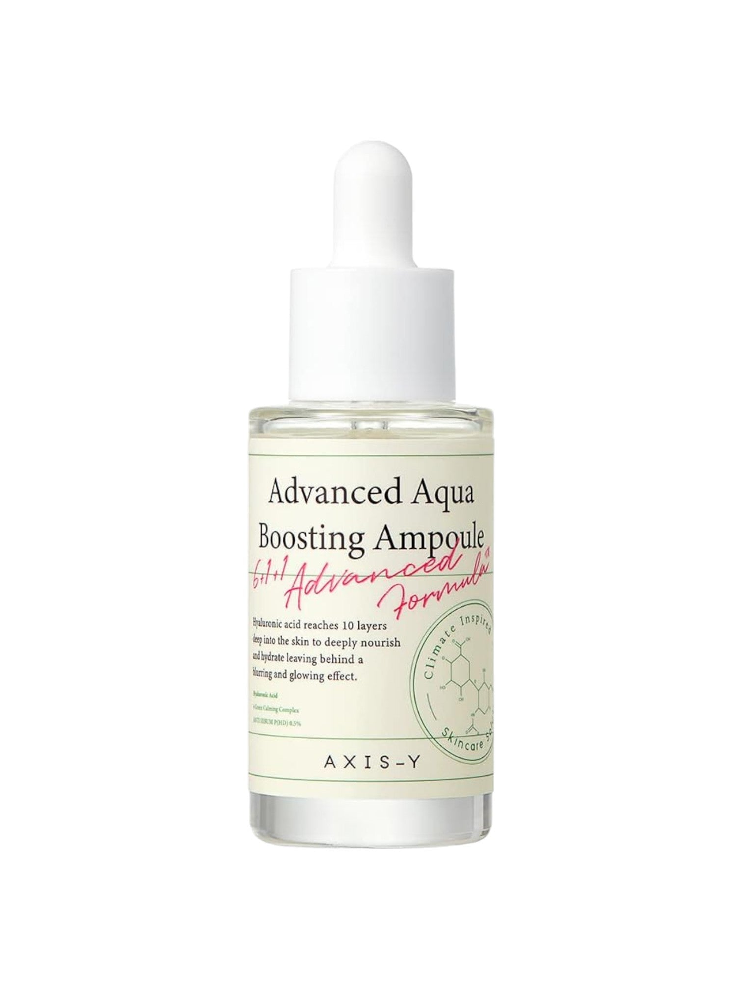 Axis-Y Advanced Aqua Boosting Ampoule bottle on a white background. Axis-y, Monza Outlet, Monza Fashion, Shein Outlet